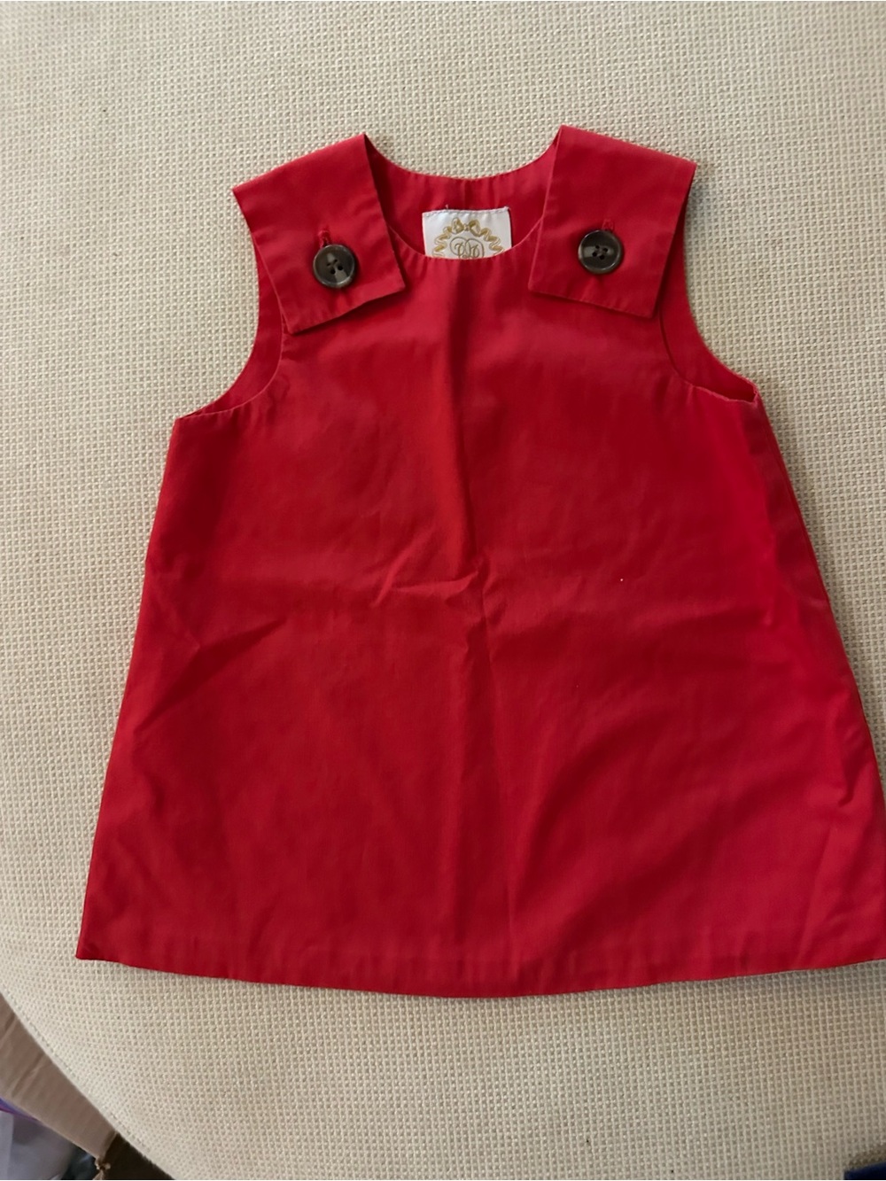 The Beaufort Bonnet Company Red Cotton Pinafore Dress for Kids